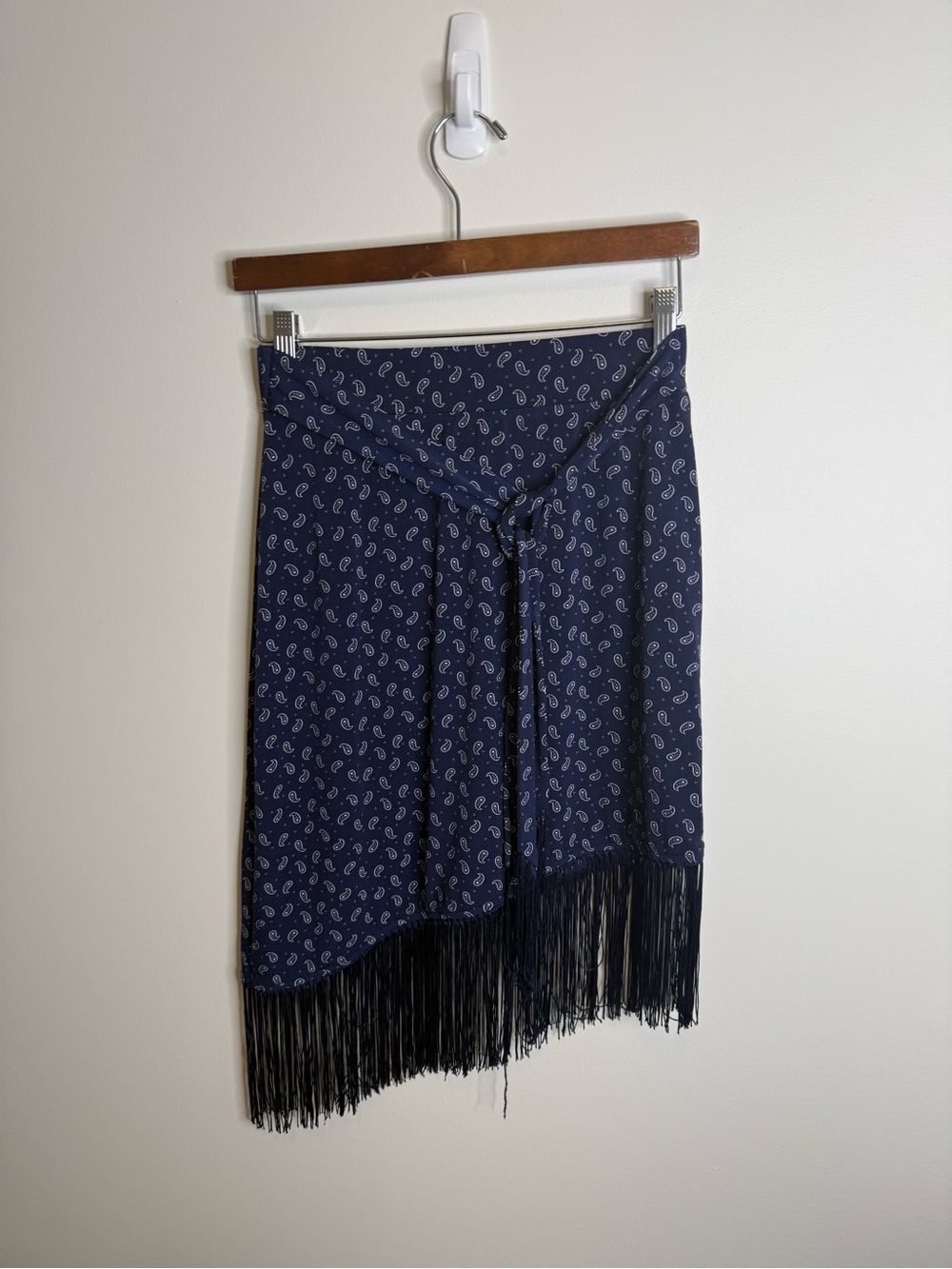 MICHAEL Michael Kors Navy Paisley Fringe Wrap Skirt size xs